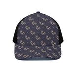 Blue And Beige Mantis Pattern Print Black Mesh Trucker Cap