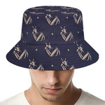 Blue And Beige Mantis Pattern Print Bucket Hat