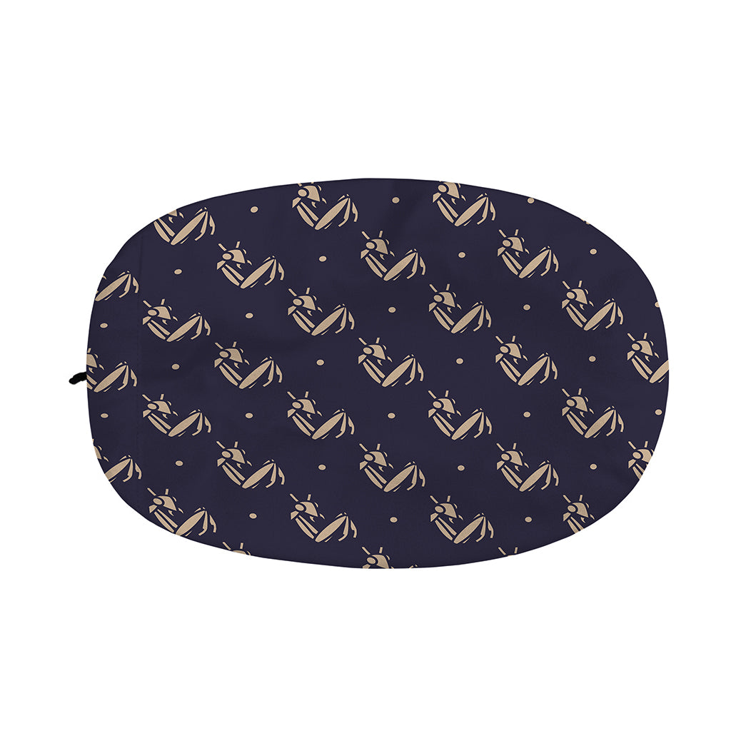 Blue And Beige Mantis Pattern Print Car Side Mirror Covers