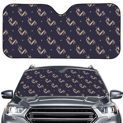 Blue And Beige Mantis Pattern Print Car Windshield Sun Shade
