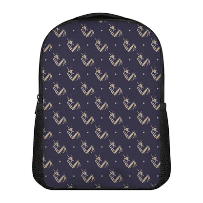Blue And Beige Mantis Pattern Print Casual Backpack