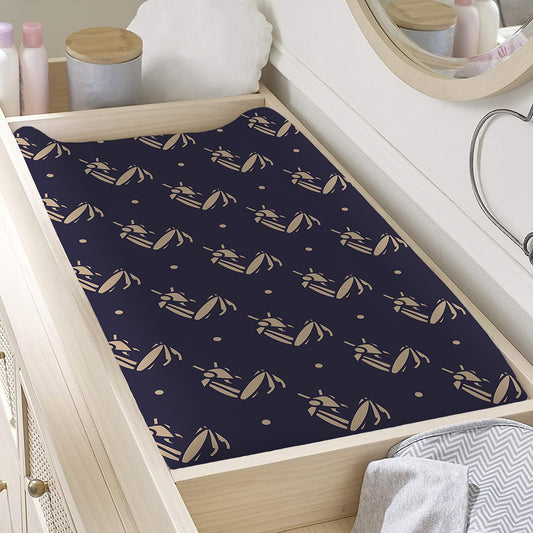 Blue And Beige Mantis Pattern Print Changing Pad Cover