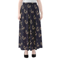 Blue And Beige Mantis Pattern Print Chiffon Maxi Skirt