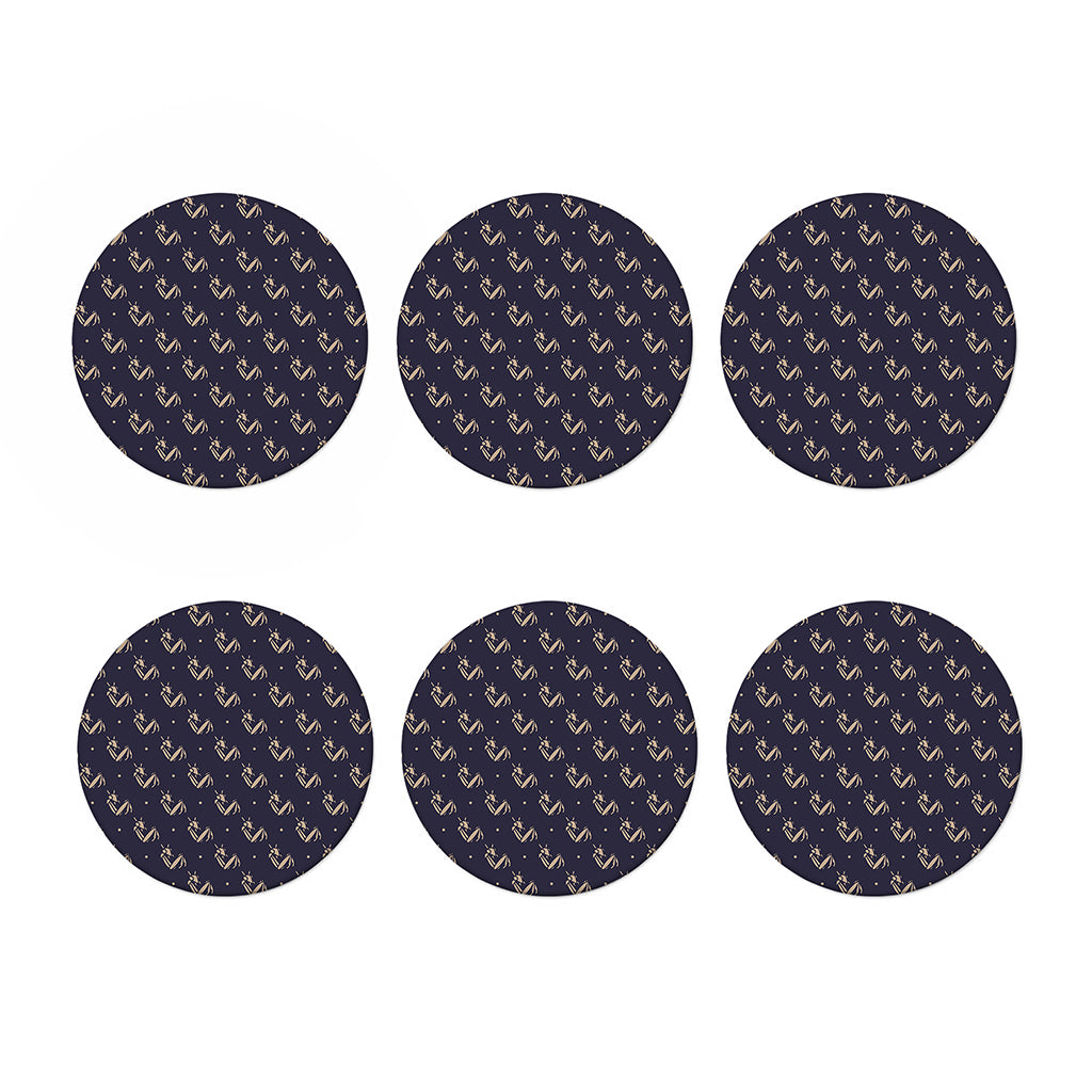 Blue And Beige Mantis Pattern Print Coaster Set