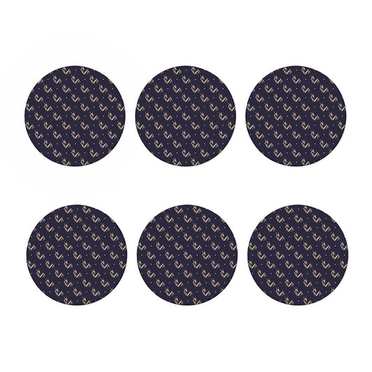 Blue And Beige Mantis Pattern Print Coaster Set
