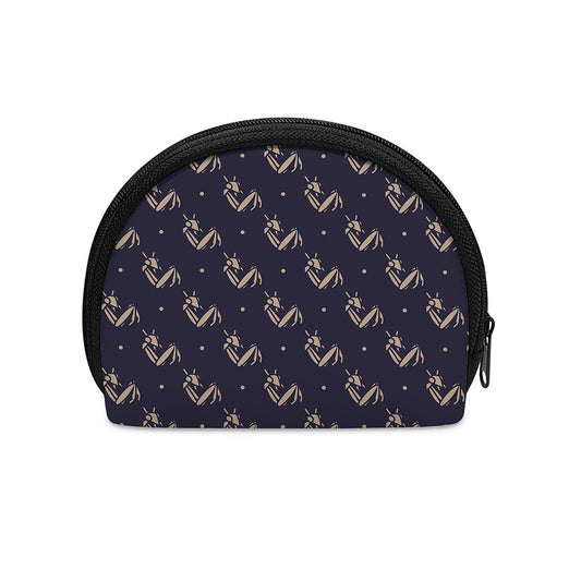 Blue And Beige Mantis Pattern Print Coin Purse