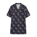 Blue And Beige Mantis Pattern Print Cotton Hawaiian Shirt