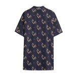 Blue And Beige Mantis Pattern Print Cotton Hawaiian Shirt