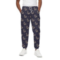 Blue And Beige Mantis Pattern Print Cotton Sweatpants