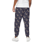 Blue And Beige Mantis Pattern Print Cotton Pants