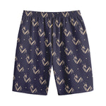 Blue And Beige Mantis Pattern Print Cotton Shorts