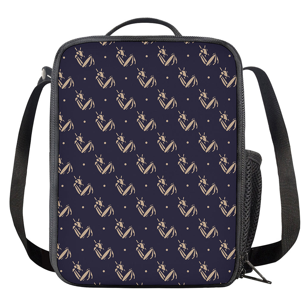 Blue And Beige Mantis Pattern Print Crossbody Lunch Bag