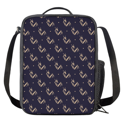 Blue And Beige Mantis Pattern Print Crossbody Lunch Bag