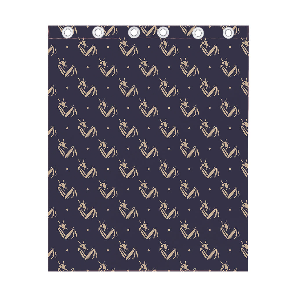 Blue And Beige Mantis Pattern Print Curtain