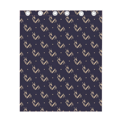 Blue And Beige Mantis Pattern Print Curtain