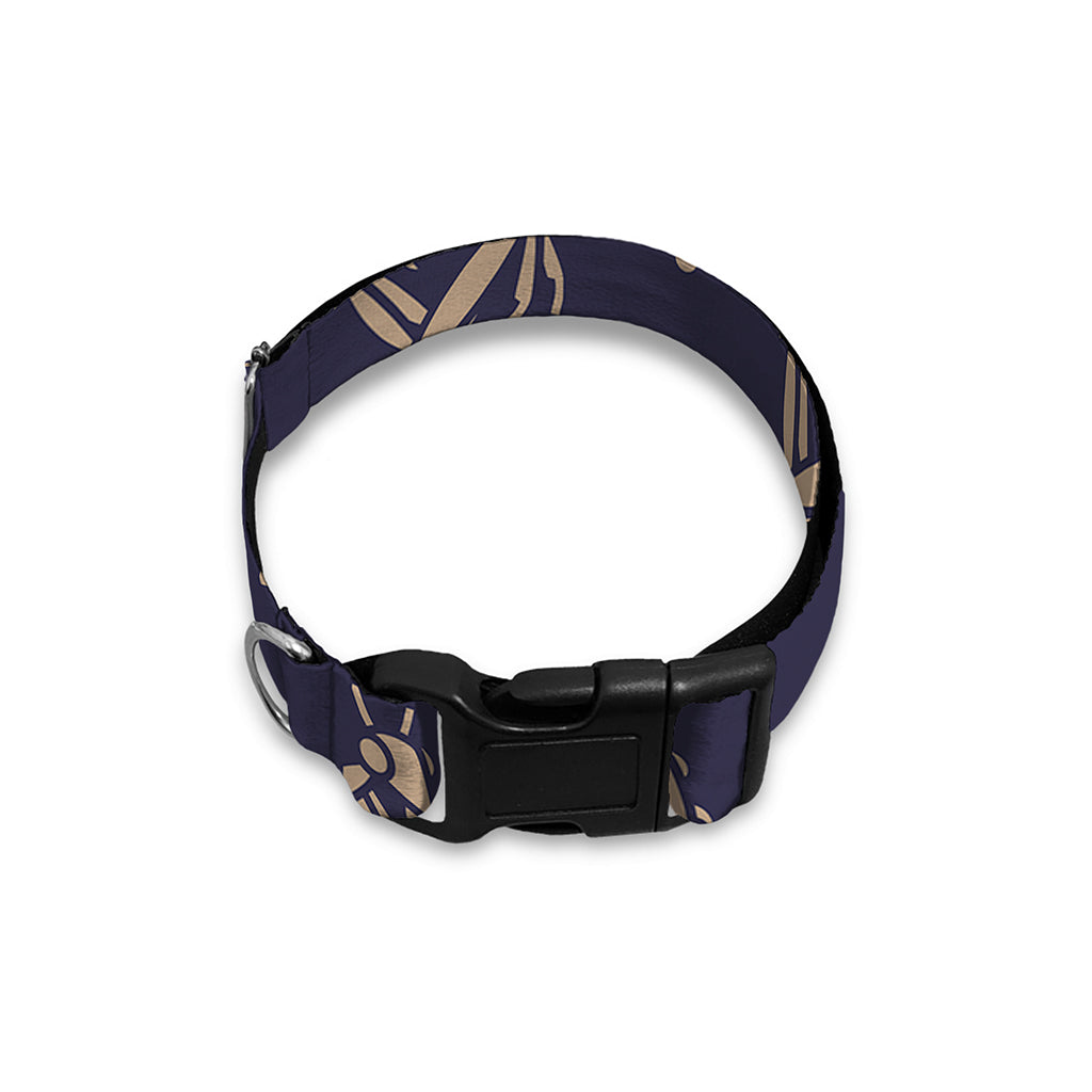 Blue And Beige Mantis Pattern Print Dog Collar