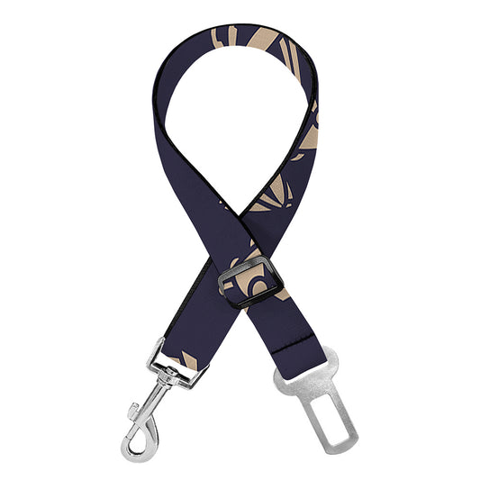 Blue And Beige Mantis Pattern Print Dog Seat Belt