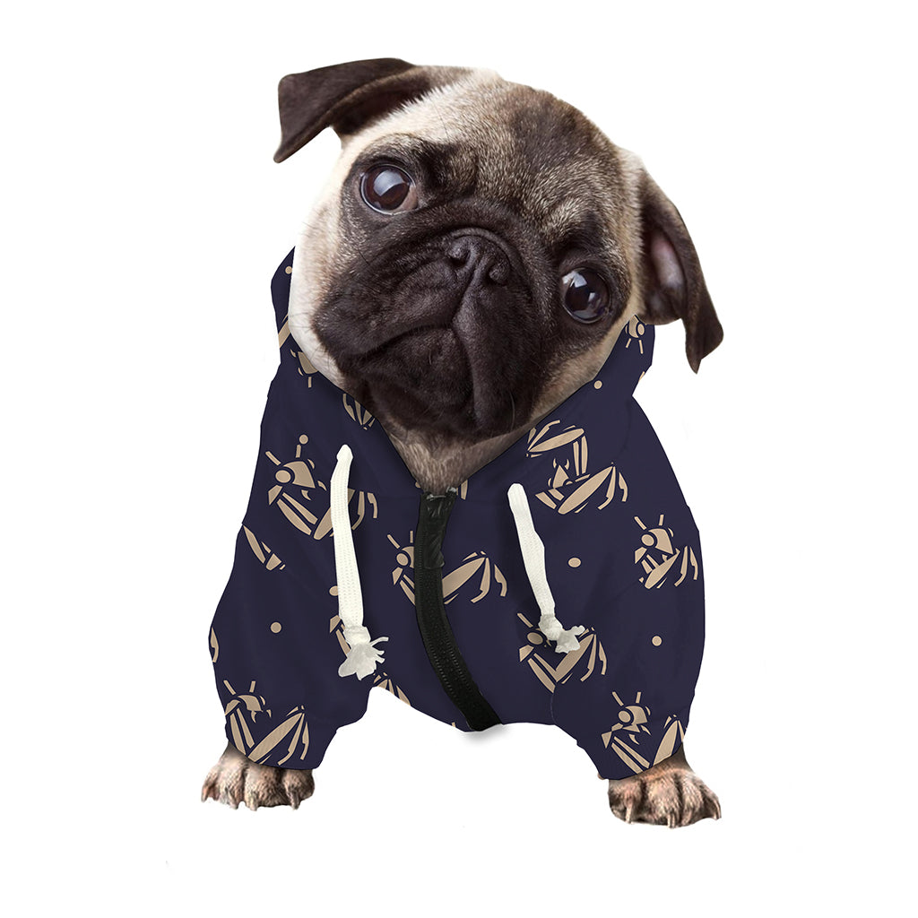 Blue And Beige Mantis Pattern Print Dog Zip Up Hoodie