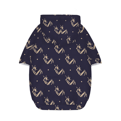 Blue And Beige Mantis Pattern Print Dog Zip Up Hoodie