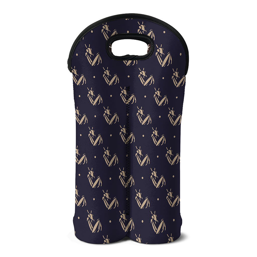 Blue And Beige Mantis Pattern Print Double Neoprene Wine Tote