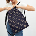 Blue And Beige Mantis Pattern Print Drawstring Backpack