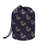 Blue And Beige Mantis Pattern Print Drawstring Makeup Bag