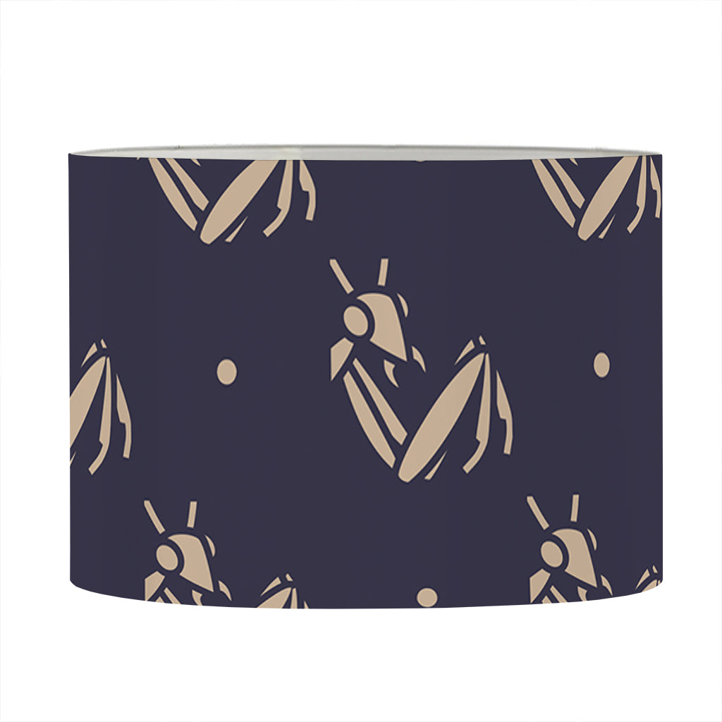 Blue And Beige Mantis Pattern Print Drum Lamp Shade
