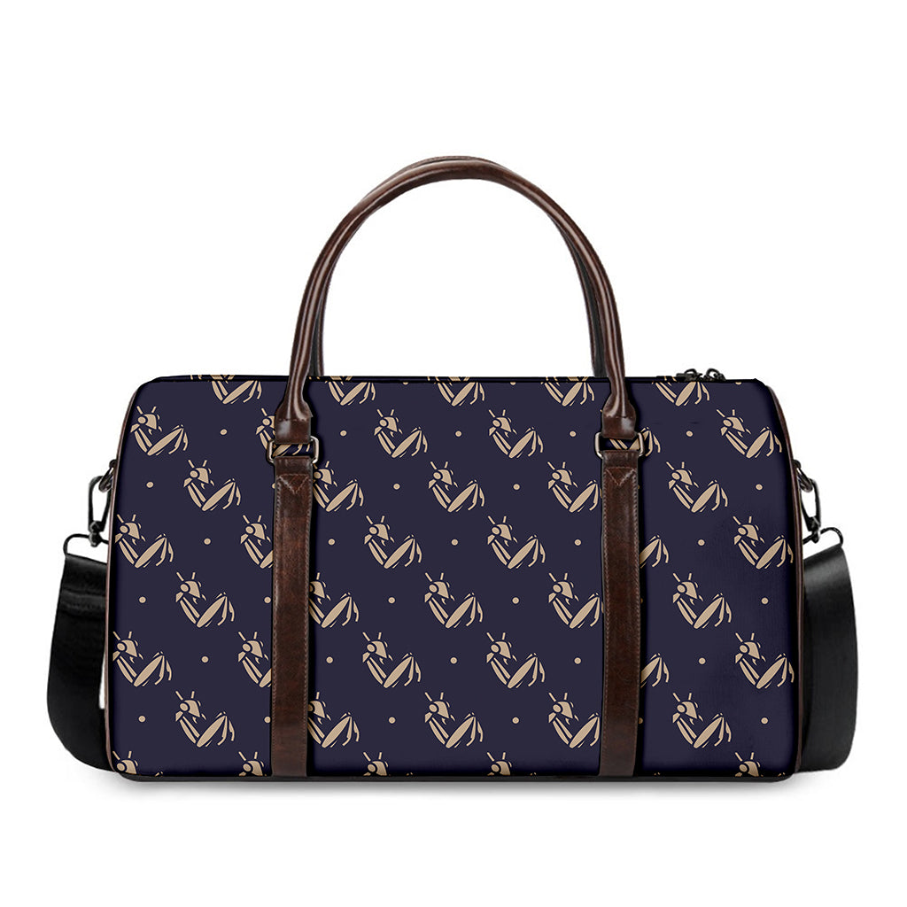 Blue And Beige Mantis Pattern Print Duffle Bag