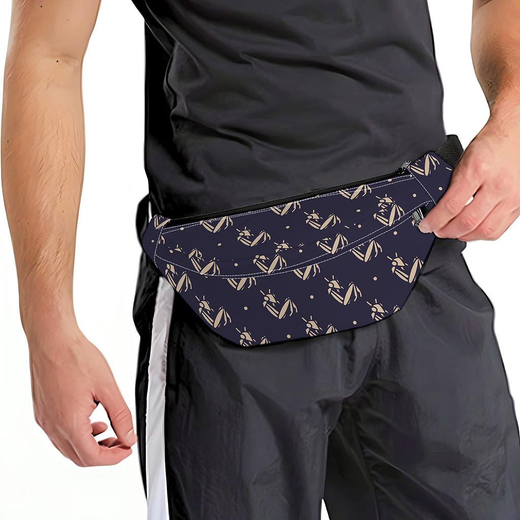 Blue And Beige Mantis Pattern Print Fanny Pack