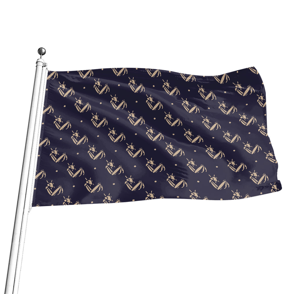 Blue And Beige Mantis Pattern Print Flag