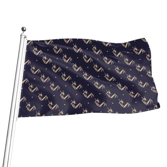 Blue And Beige Mantis Pattern Print Flag