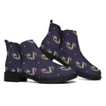 Blue And Beige Mantis Pattern Print Flat Ankle Boots