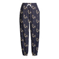Blue And Beige Mantis Pattern Print Fleece Lined Knit Pants
