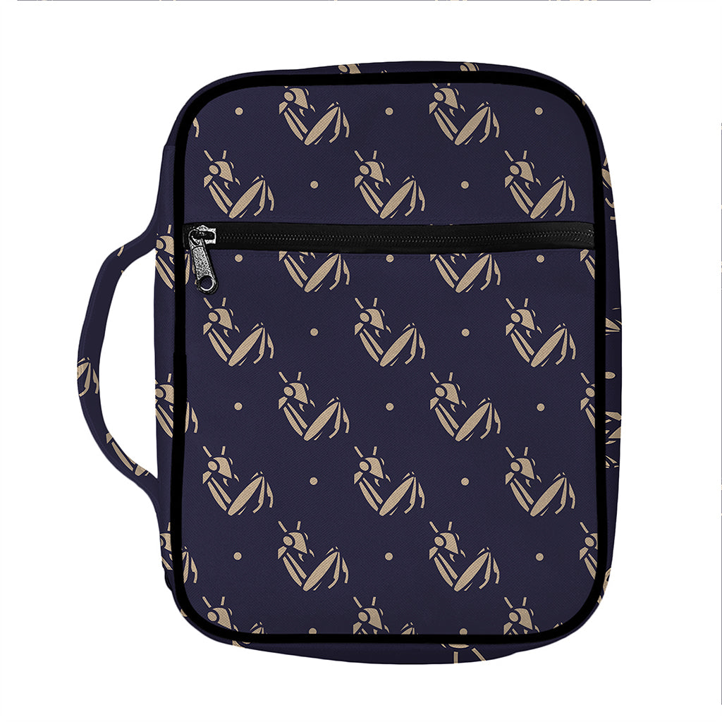 Blue And Beige Mantis Pattern Print Front Pocket Bible Bag