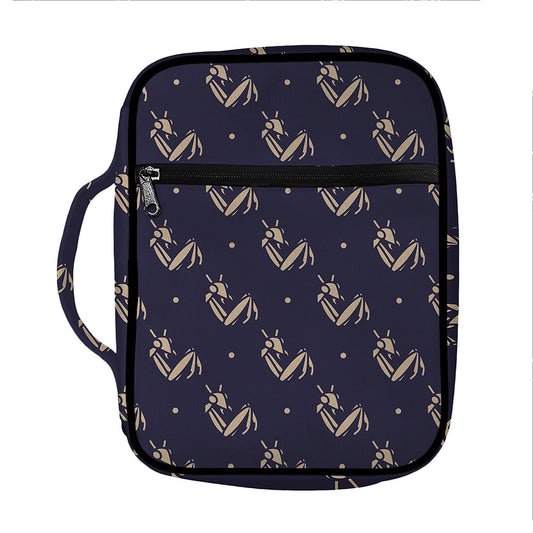 Blue And Beige Mantis Pattern Print Front Pocket Bible Bag