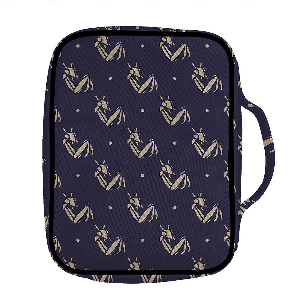 Blue And Beige Mantis Pattern Print Front Pocket Bible Bag