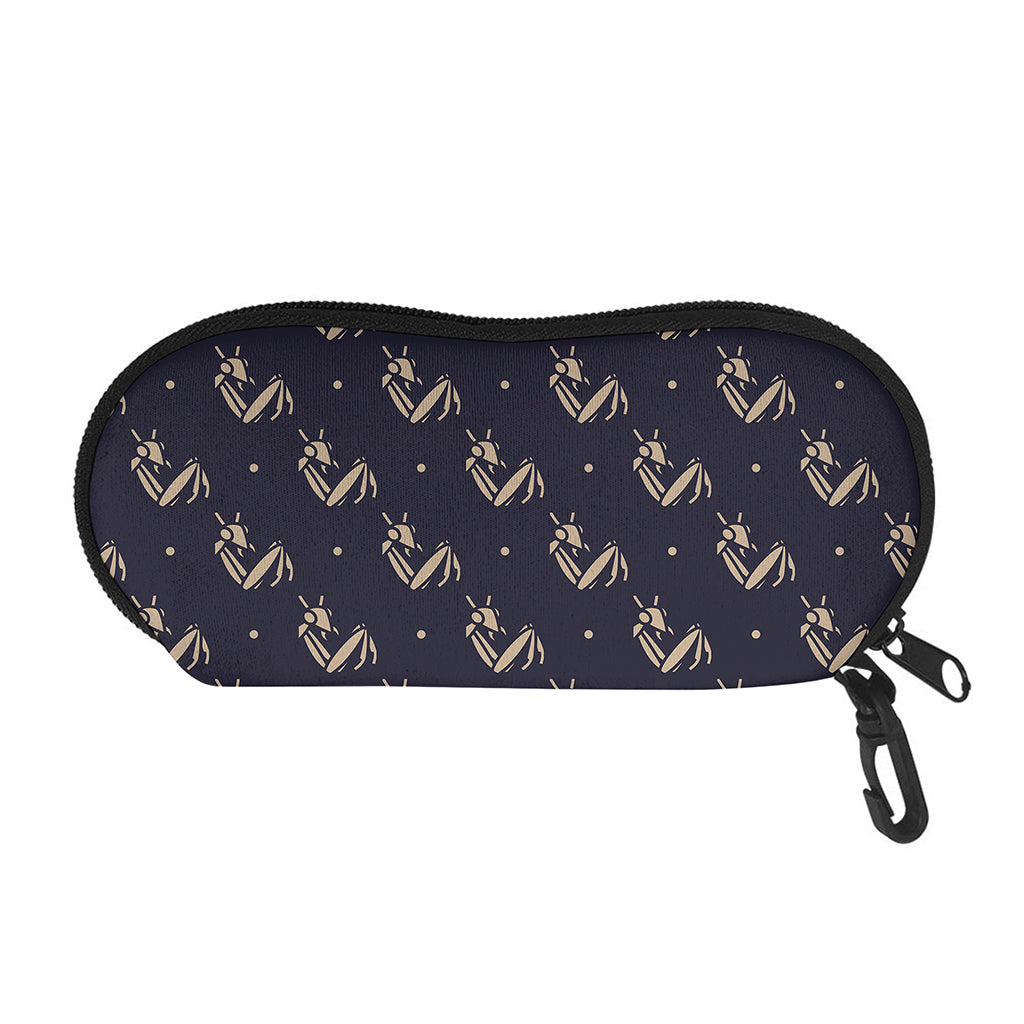 Blue And Beige Mantis Pattern Print Glasses Case