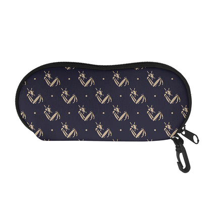 Blue And Beige Mantis Pattern Print Glasses Case