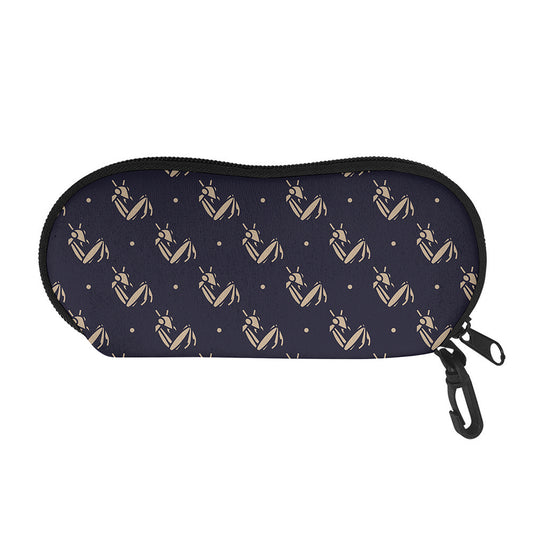 Blue And Beige Mantis Pattern Print Glasses Case