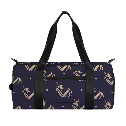 Blue And Beige Mantis Pattern Print Gym Bag