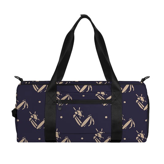 Blue And Beige Mantis Pattern Print Gym Bag