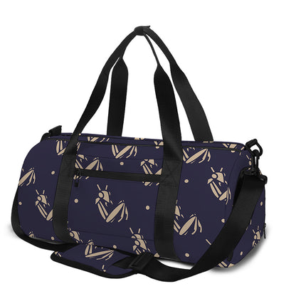 Blue And Beige Mantis Pattern Print Gym Bag