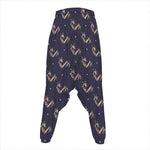Blue And Beige Mantis Pattern Print Hammer Pants
