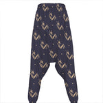 Blue And Beige Mantis Pattern Print Hammer Pants