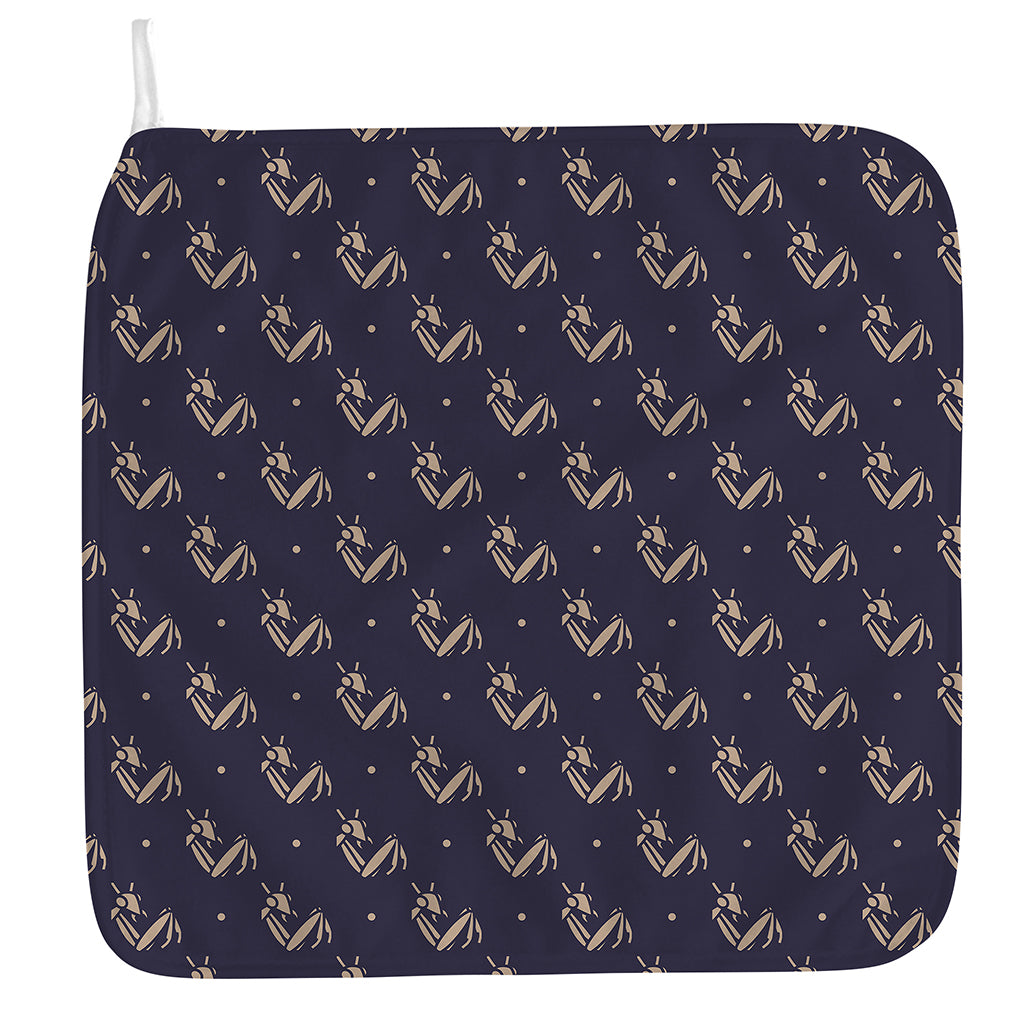Blue And Beige Mantis Pattern Print Hand Towel