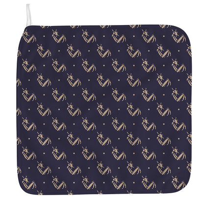Blue And Beige Mantis Pattern Print Hand Towel