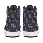 Blue And Beige Mantis Pattern Print High Top Leather Sneakers