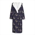 Blue And Beige Mantis Pattern Print Hooded Bathrobe