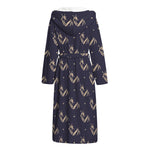 Blue And Beige Mantis Pattern Print Hooded Bathrobe