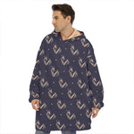 Blue And Beige Mantis Pattern Print Hoodie Blanket